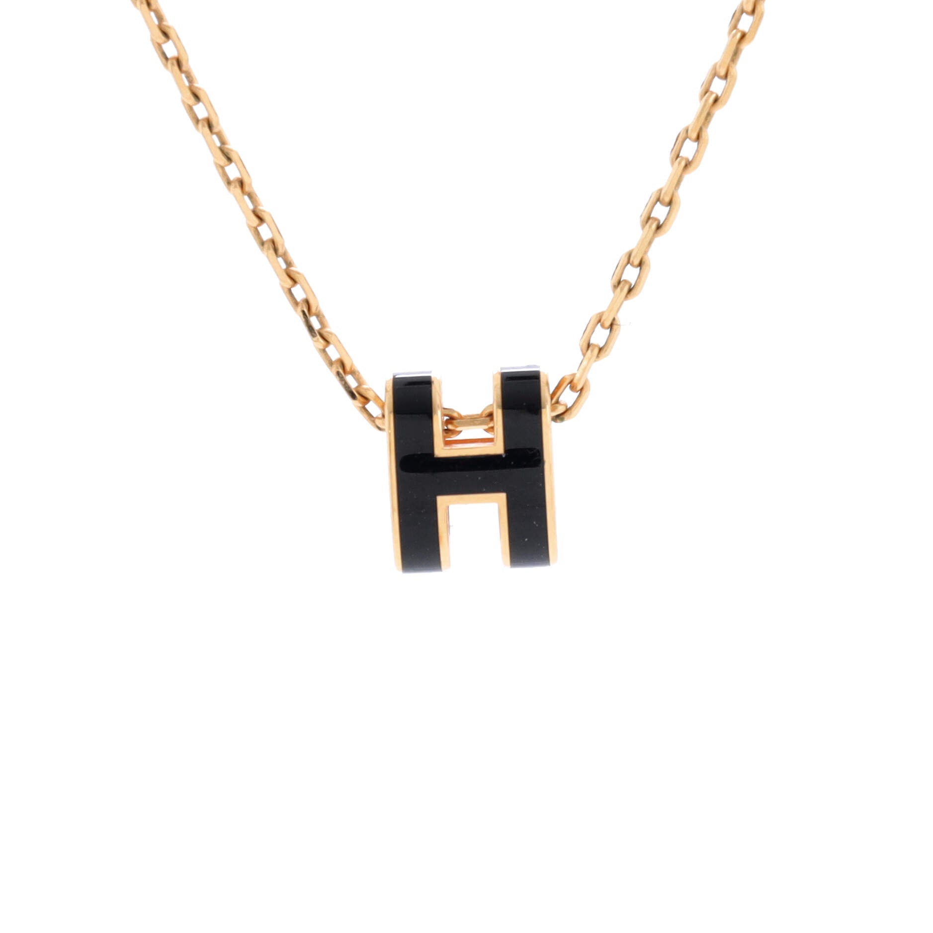 Pop H Pendant Chain Necklace Metal and Enamel Mini