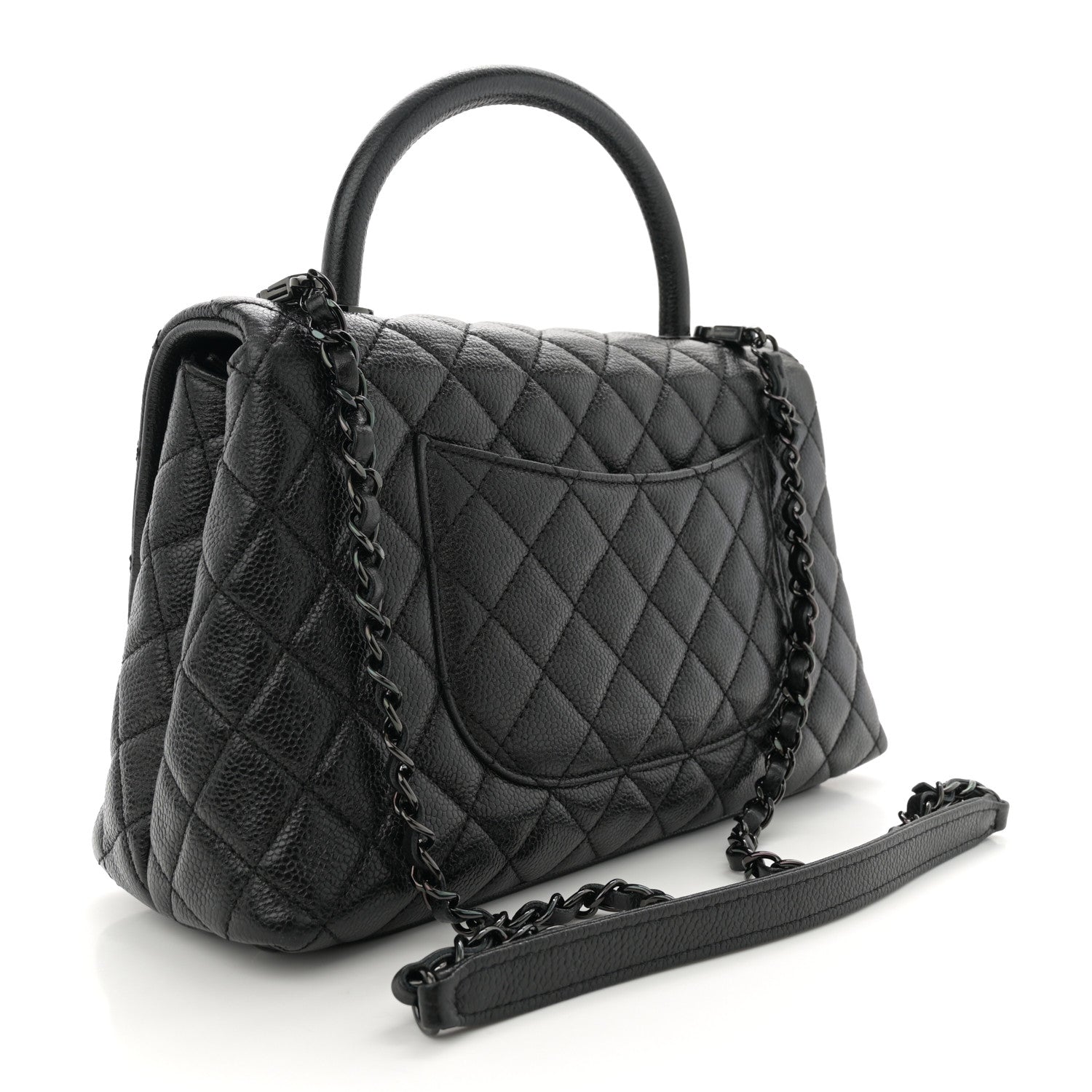Caviar Quilted Small Coco Handle Flap So Black