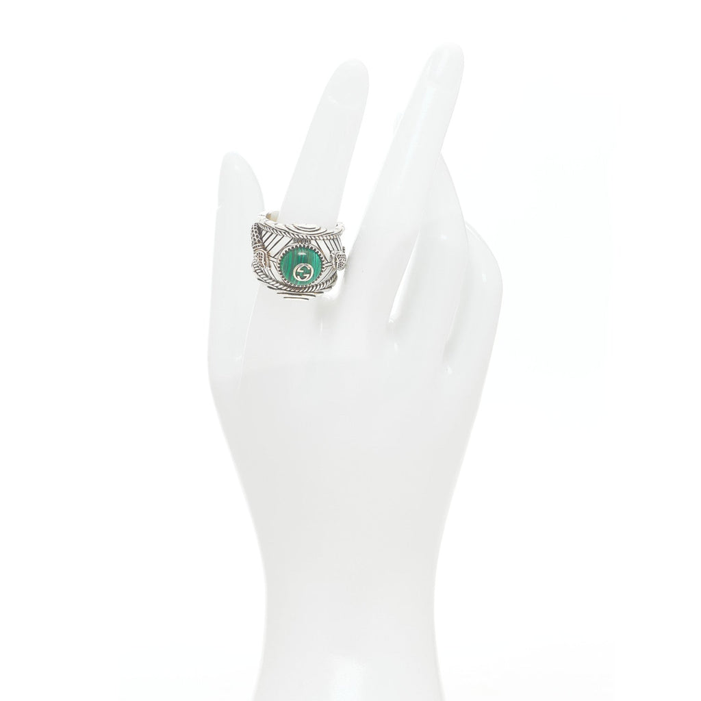 Sterling Silver Resin Snake Garden Ring 57 8 Green