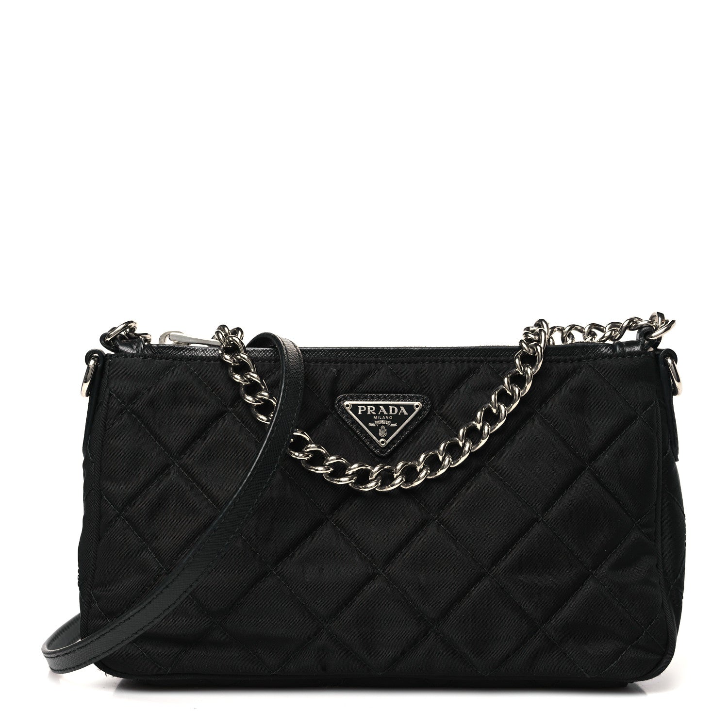 Nylon Tessuto Impuntu Quilted Crossbody Bag Black