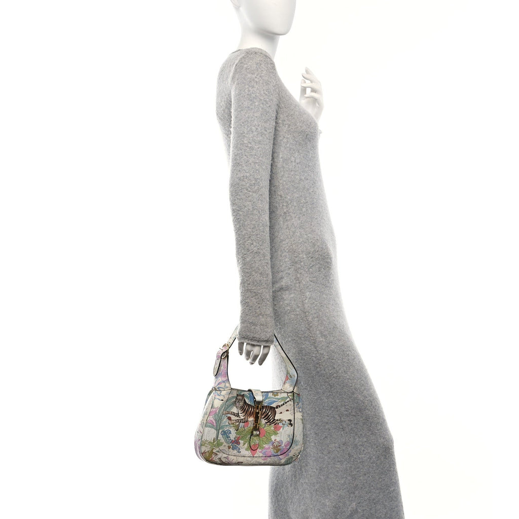 New Shangai Calfskin Tiger Savanah Small Jackie 1961 Hobo Chalky White Multicolor