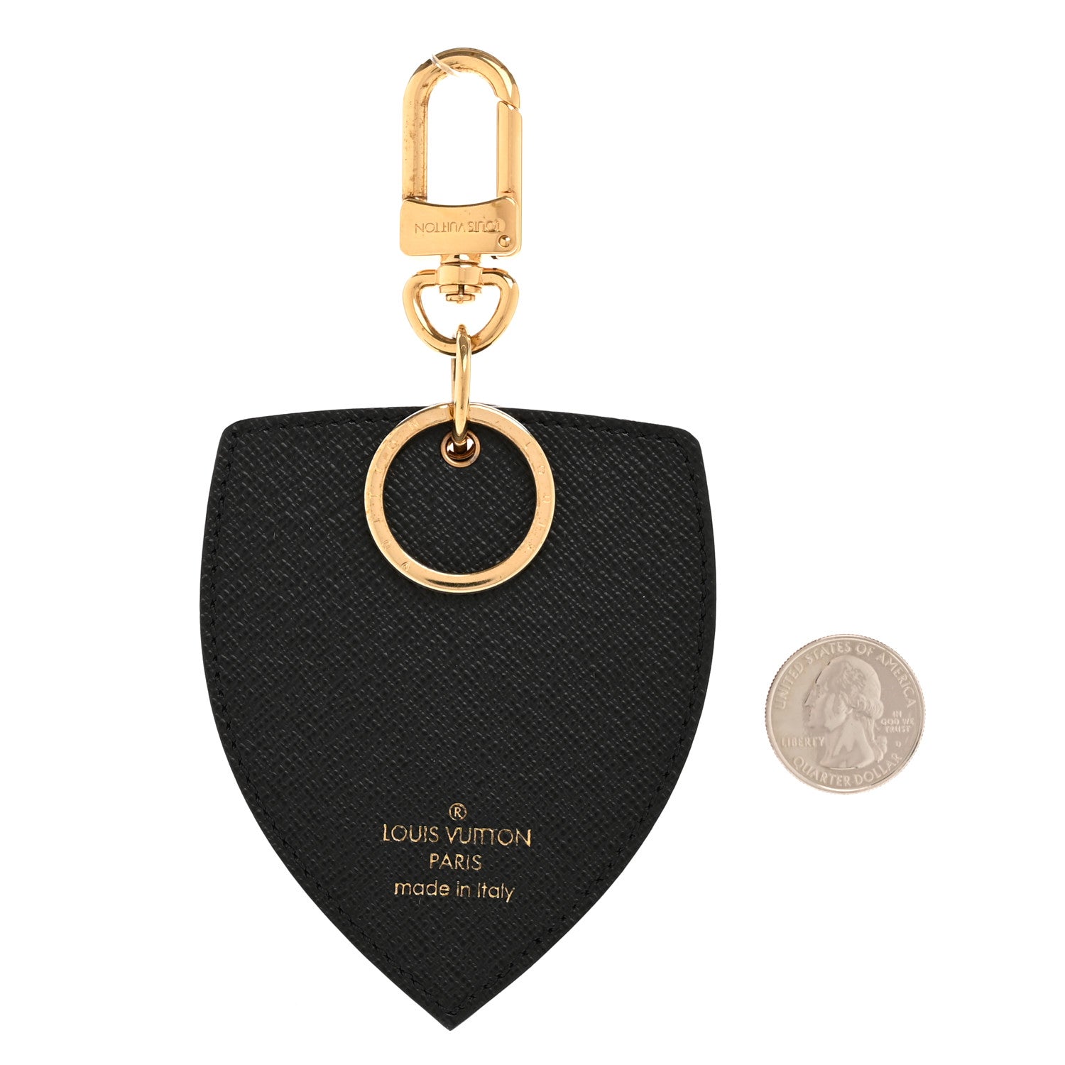 Calfskin World Tour Bag Charm Key Holder Black