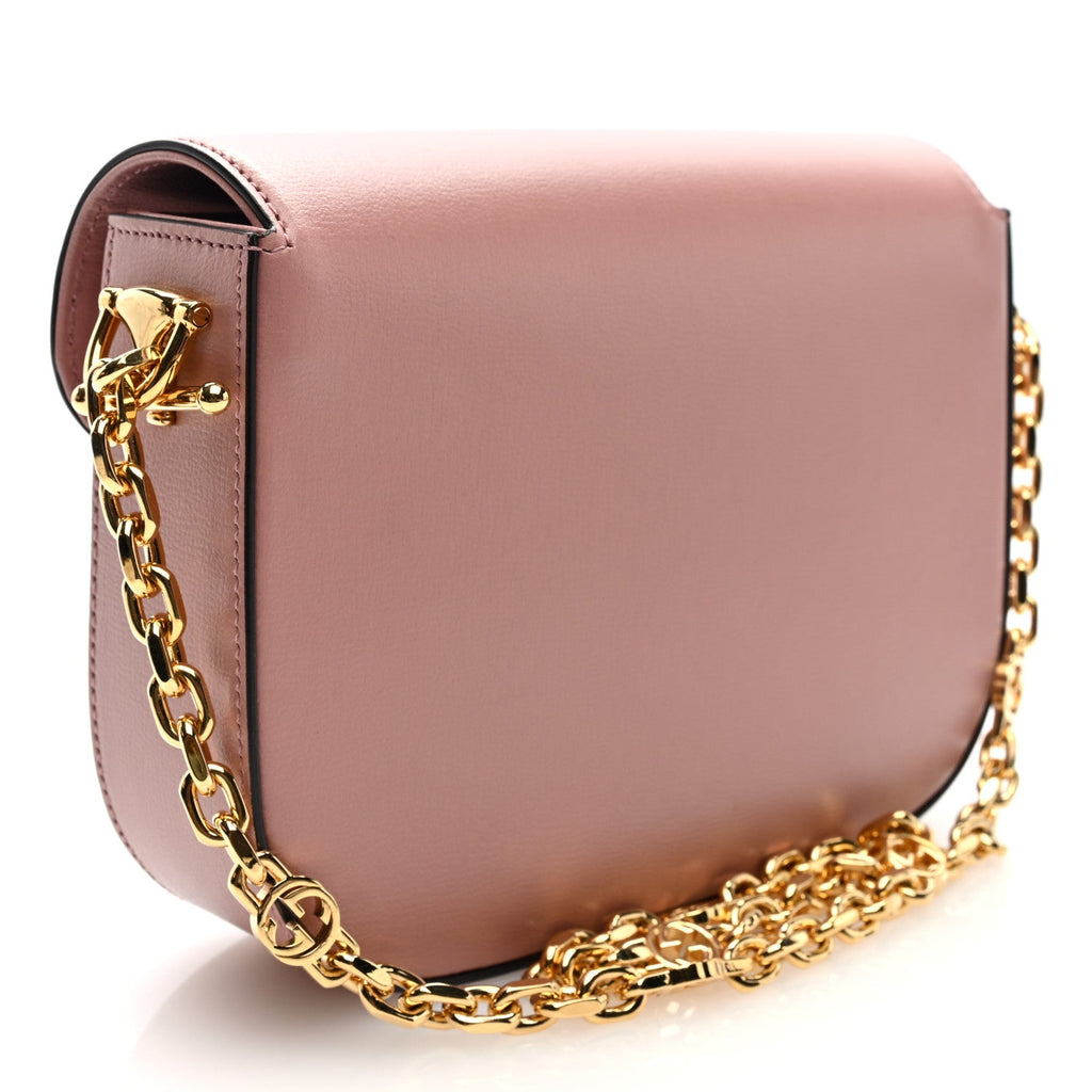 Azalea Calfskin Crystal GG Monogram Mini Horsebit 1955 Shoulder Bag Pink
