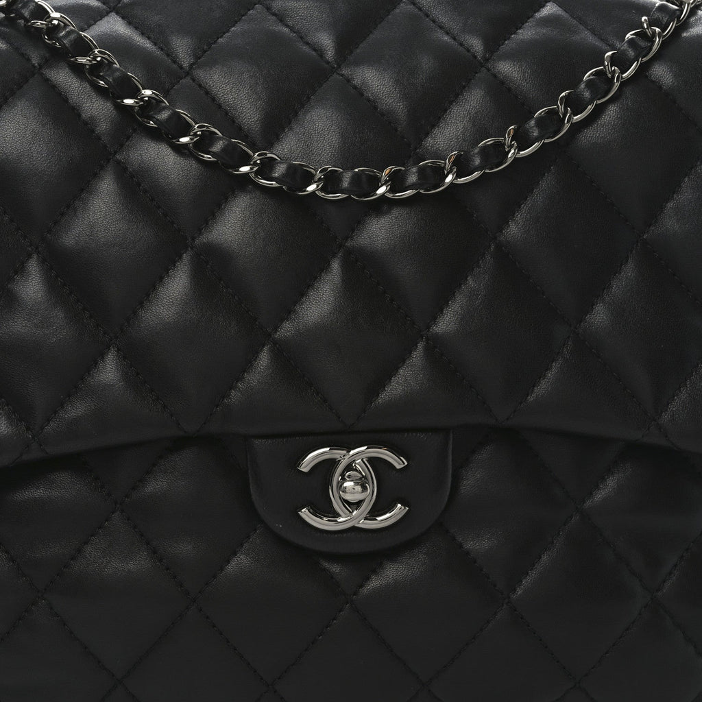 Lambskin Quilted Chanel 3 Maxi Flap Bag Black