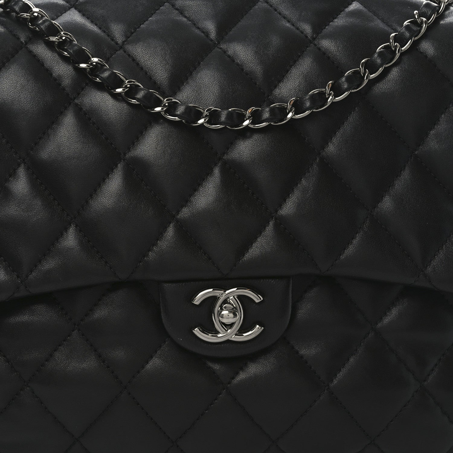 Lambskin Quilted Chanel 3 Maxi Flap Bag Black