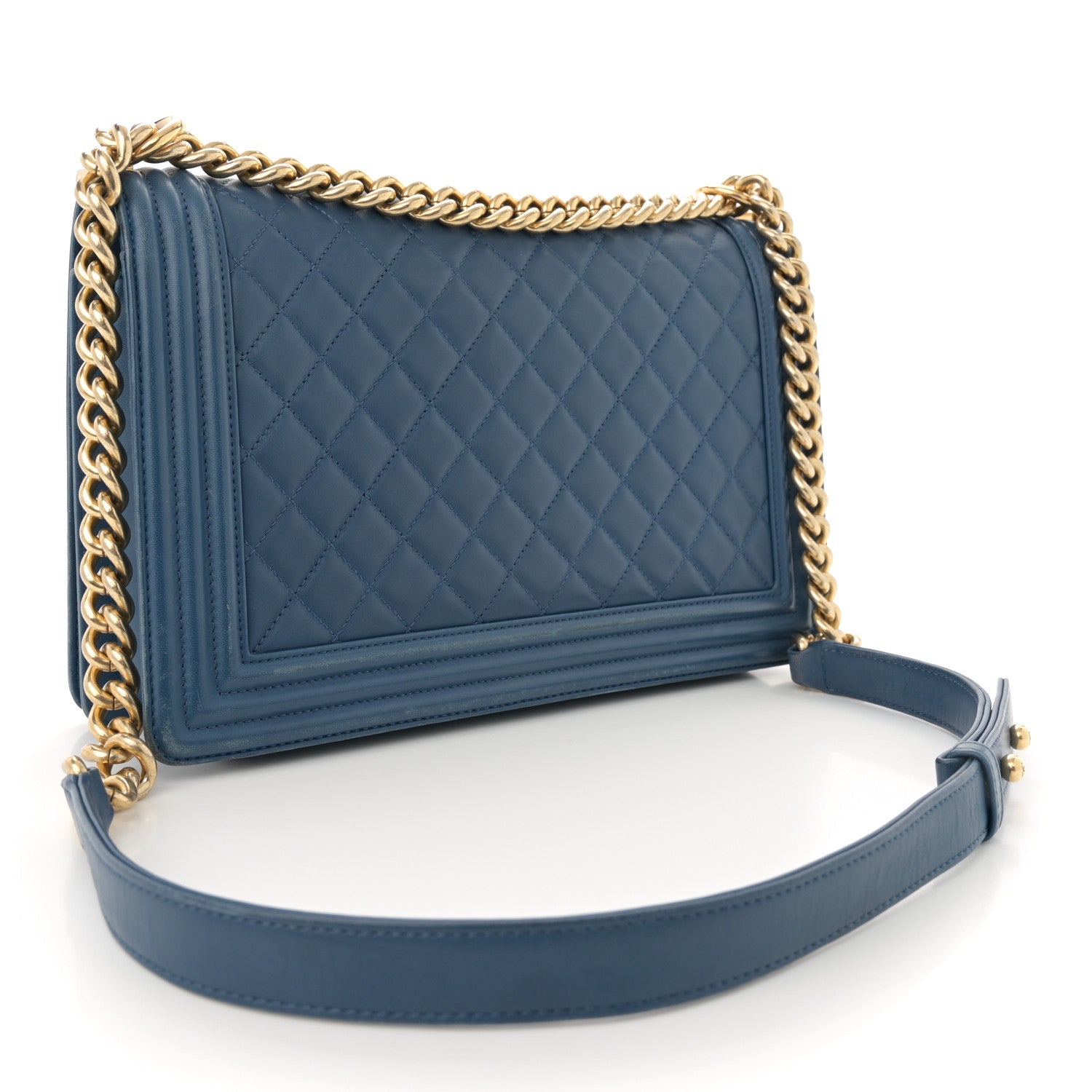 Lambskin Quilted New Medium Boy Flap Dark Blue