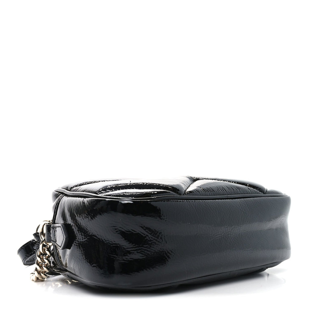 Patent Lambskin Matelasse Small GG Marmont Camera Bag Black