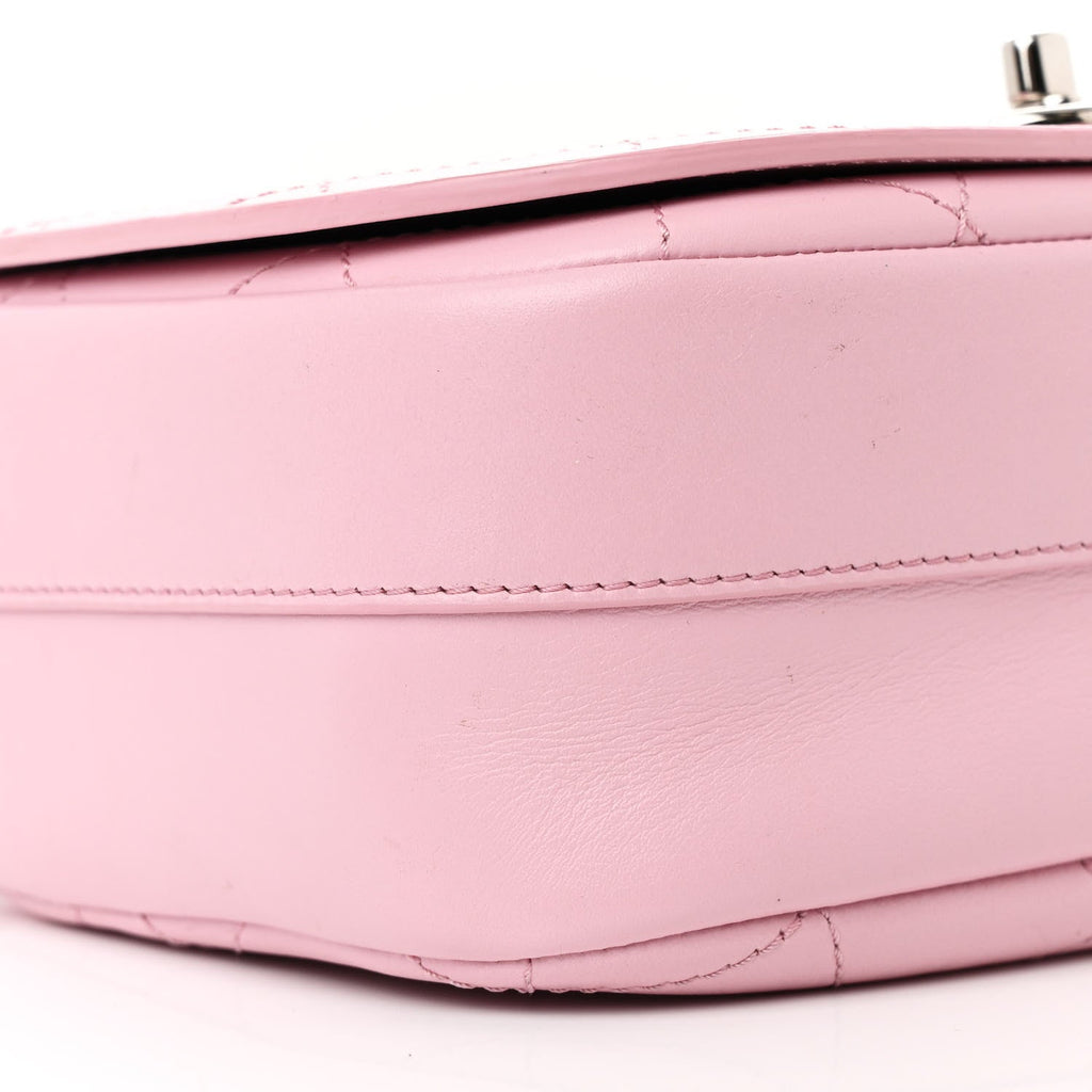 Calfskin Stitched Small Ring My Bag Flap Crossbody Pink