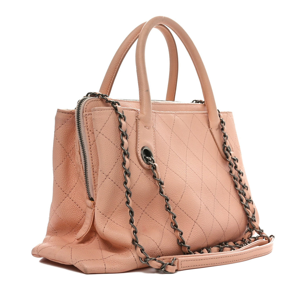 Grained Vegetal Calfskin Small Urban Shopping Tote Beige