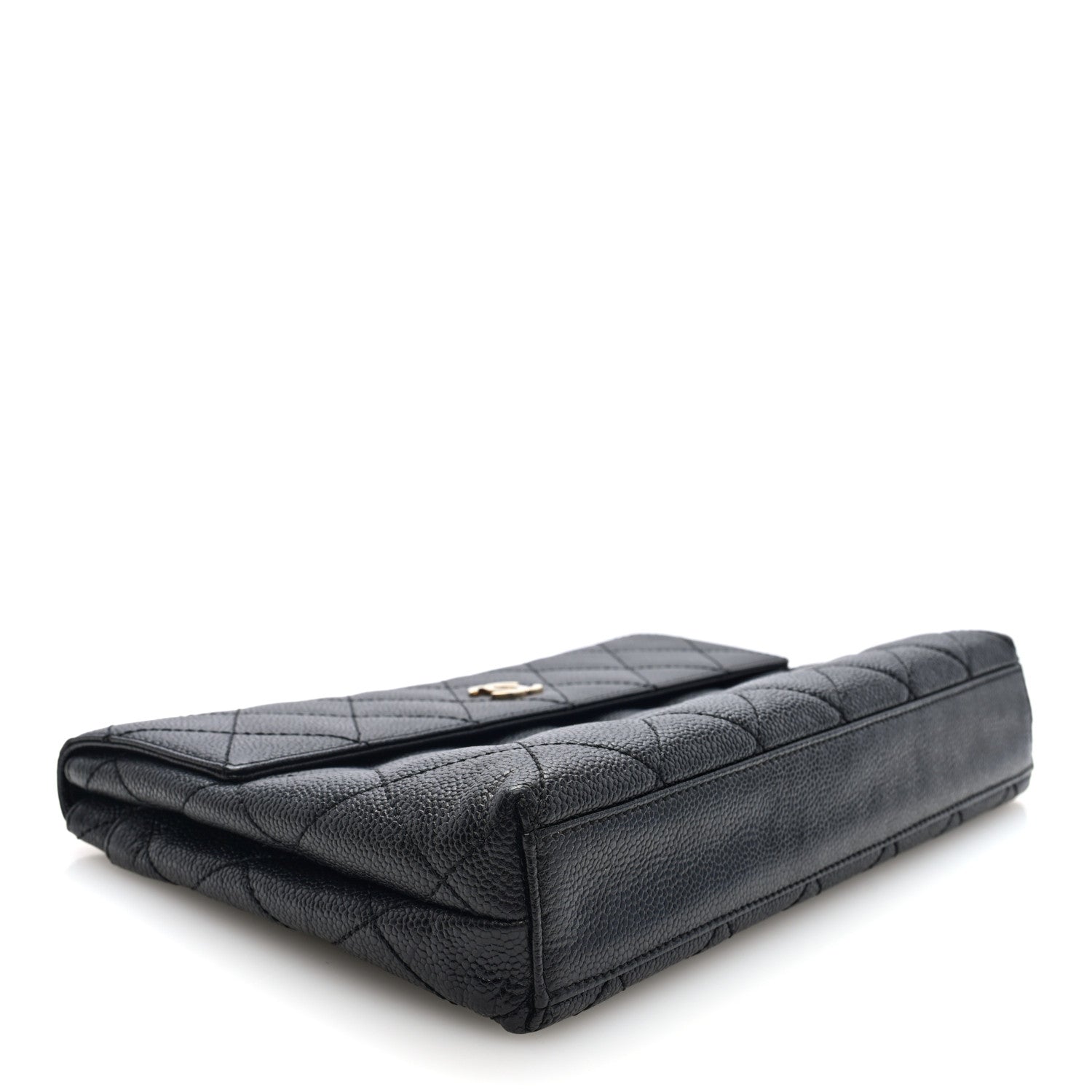 Caviar Quilted CC Beauty Clutch Black