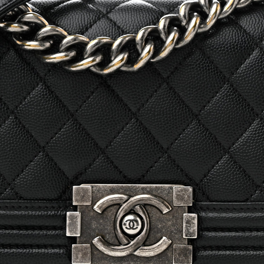 Caviar Quilted Small Boy Flap Black