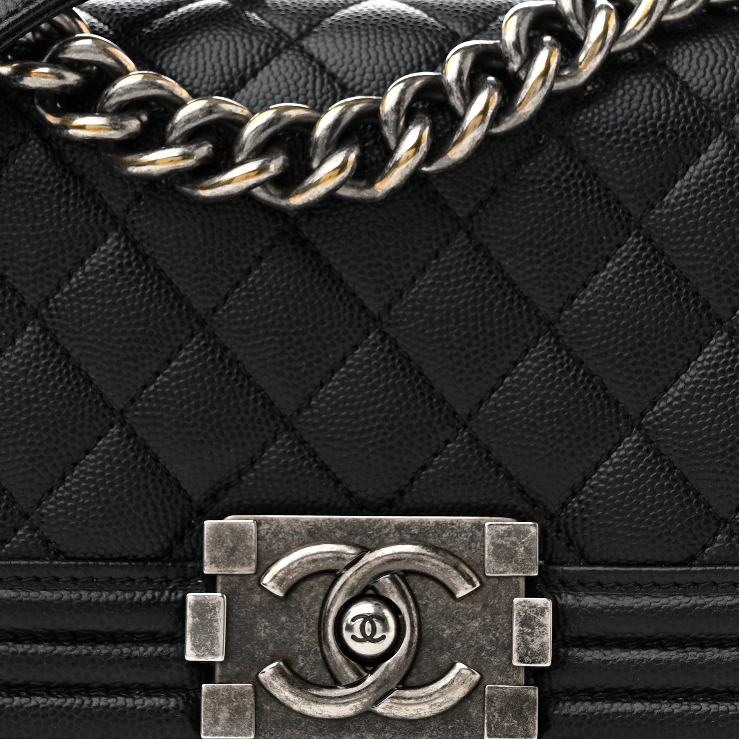 Caviar Quilted Small Boy Flap Black