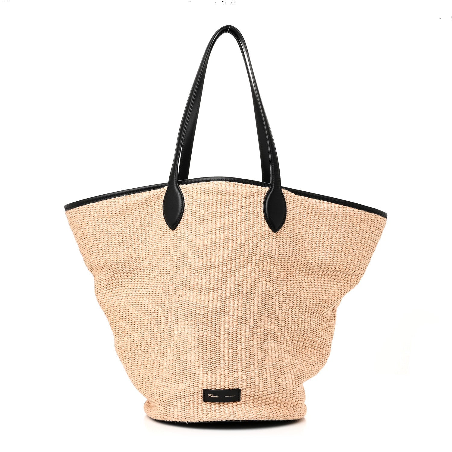 Raffia Calfskin Osa Medium Tote Natural Black