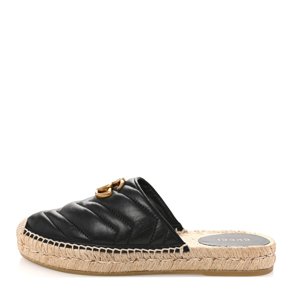 Nappa Matelasse GG Marmont Espadrille Slippers 36 Black