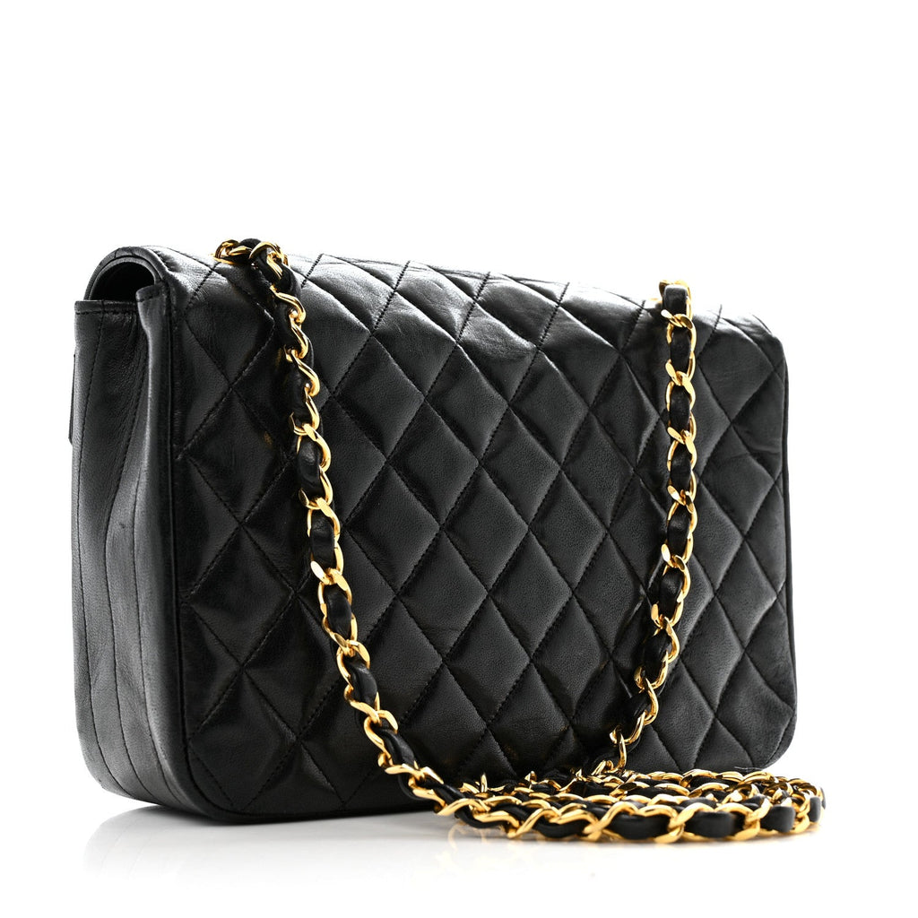 Lambskin Quilted Single Flap Black