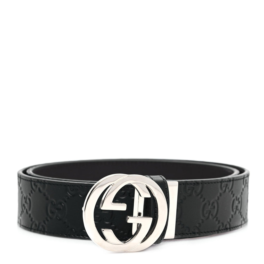Guccissima Signature Interlocking G Reversible 37mm Belt 85 34 Black Cocoa