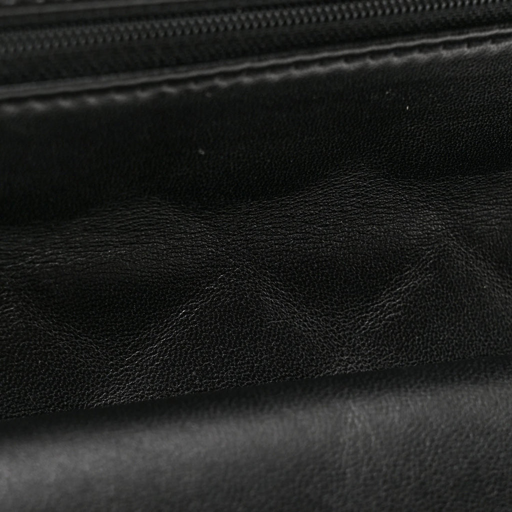 Patent Quilted Medium Double Flap Black
