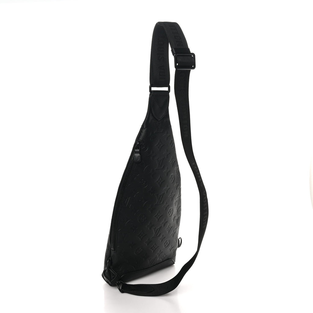 Calfskin Shadow Monogram Duo Slingbag Black