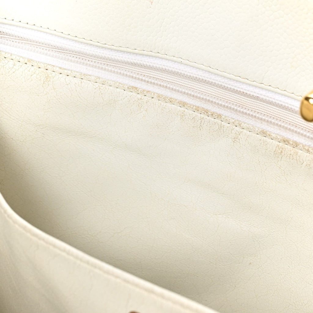 Caviar Quilted Shopper Tote White