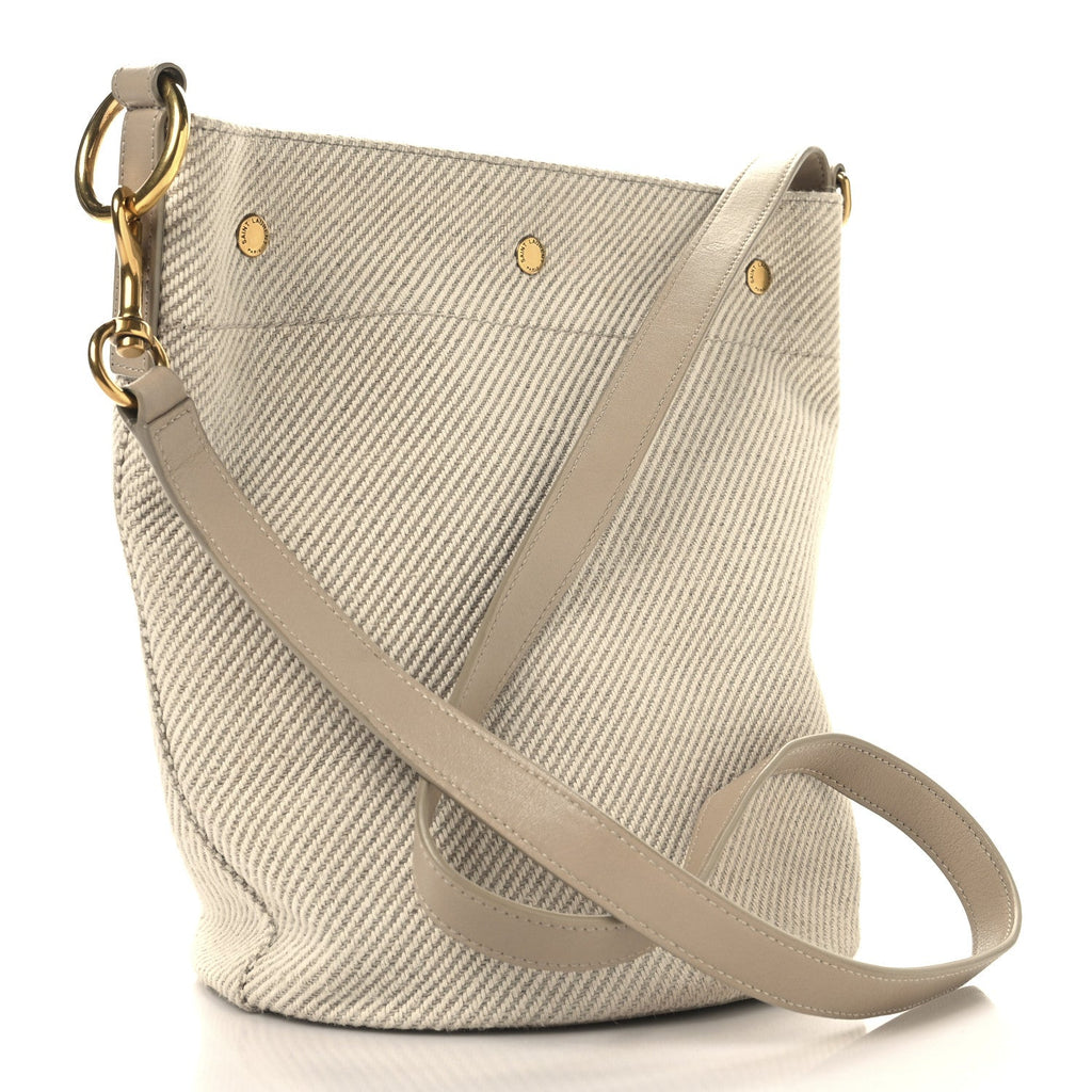 Diagonal Canvas Calfskin Rive Gauche Bucket Bag Beige