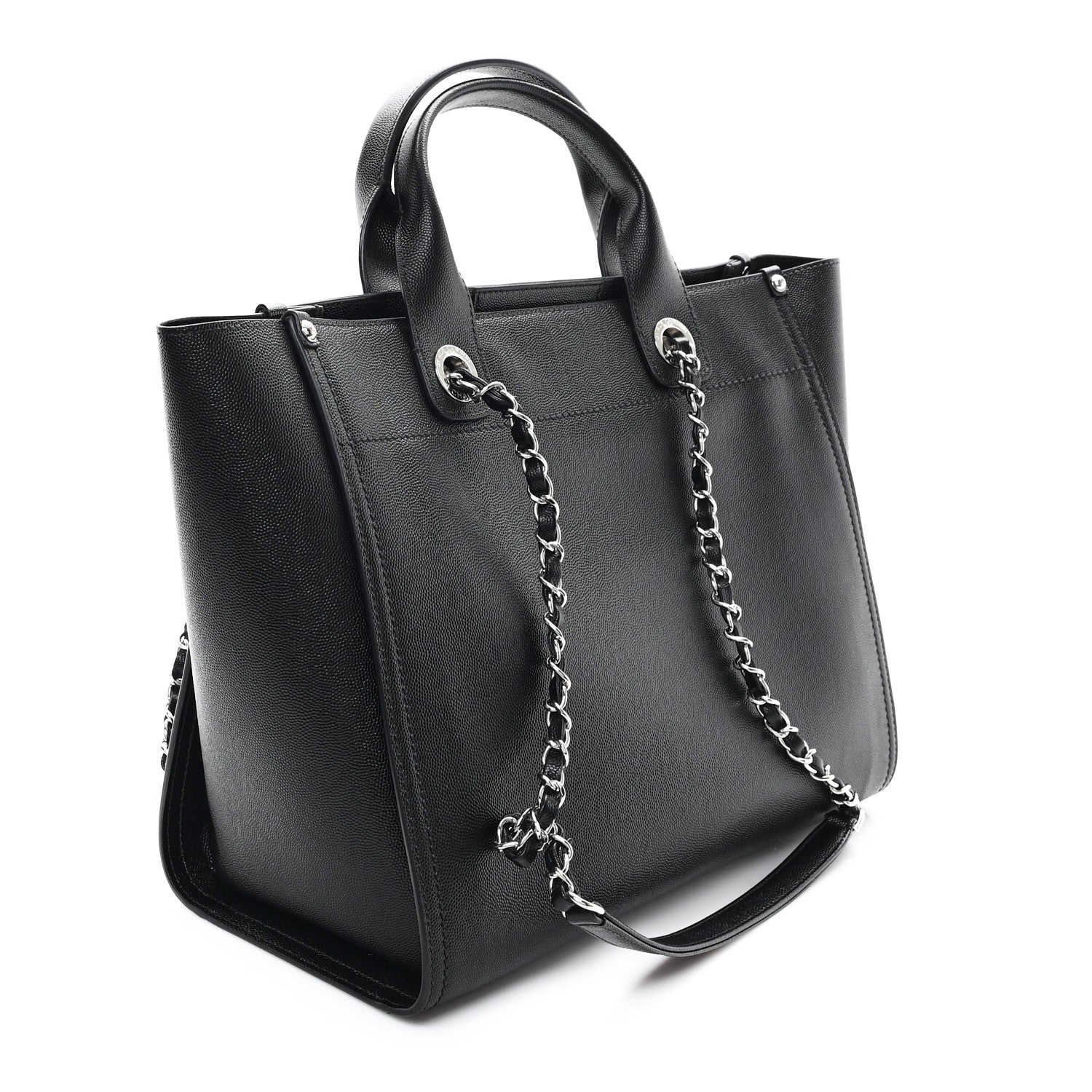 Caviar Small Studded Deauville Tote Black