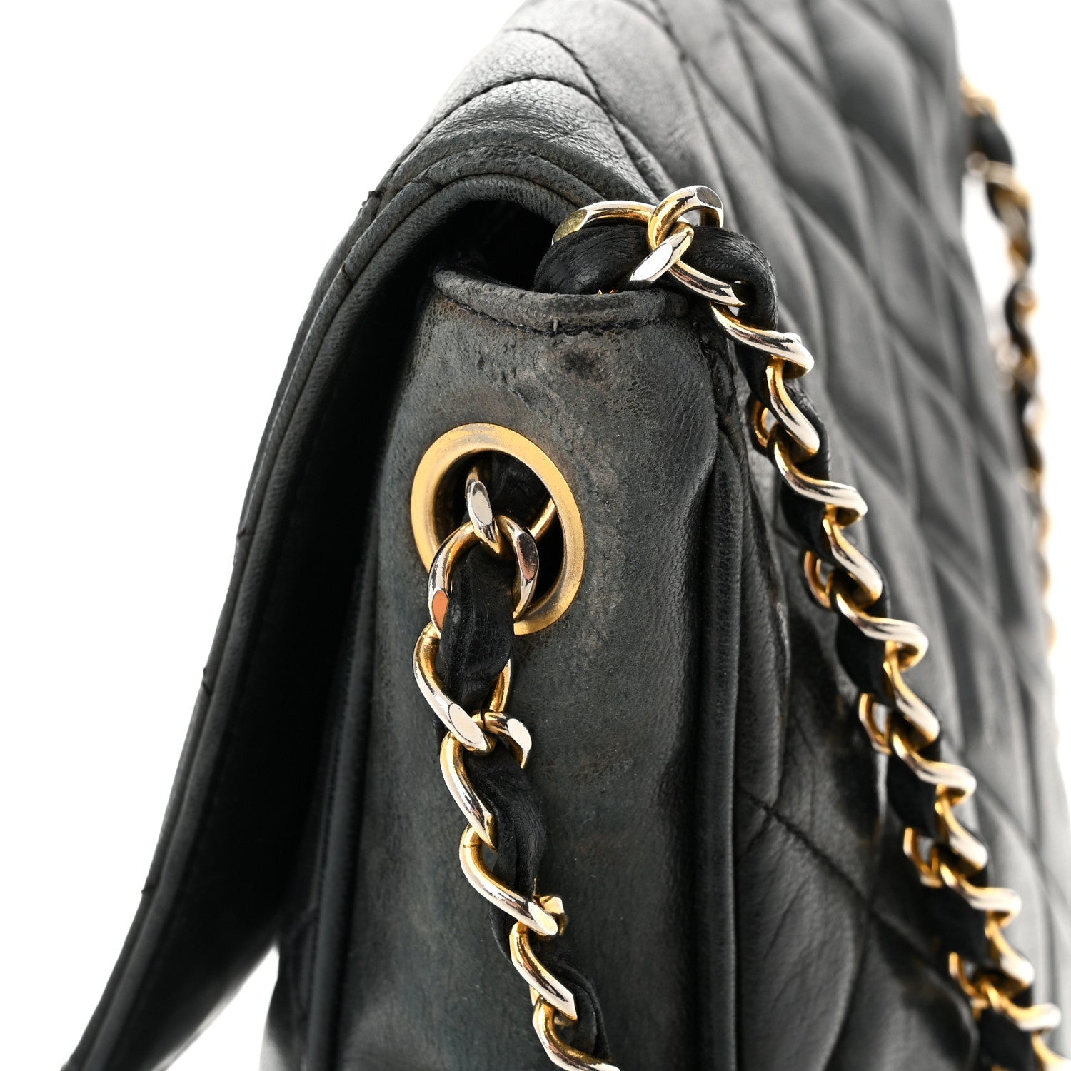 Lambskin Quilted Mini Flap Shoulder Bag Black