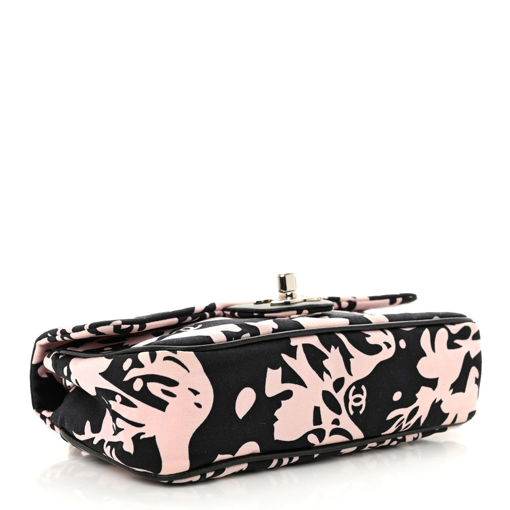 Printed Fabric Mini Rectangular Flap Black Pink