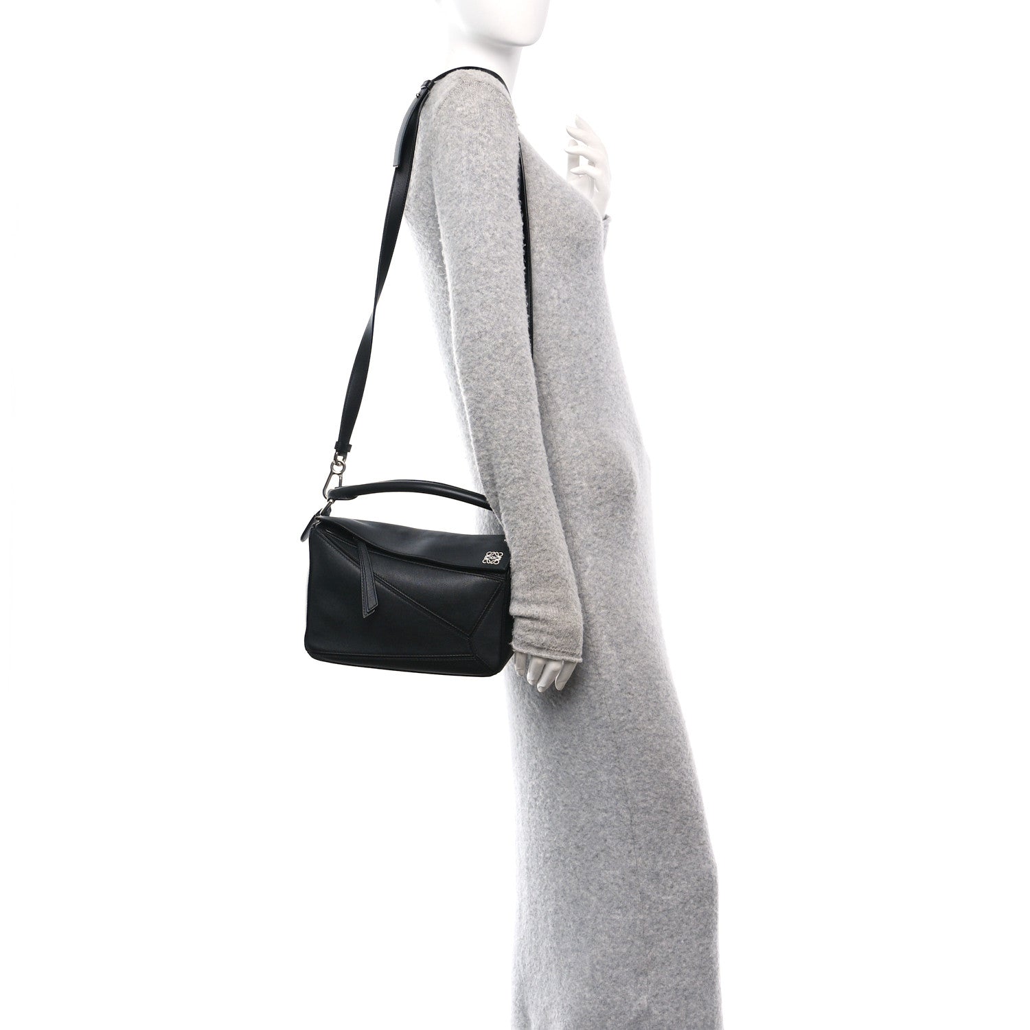 Calfskin Small Puzzle Bag Black