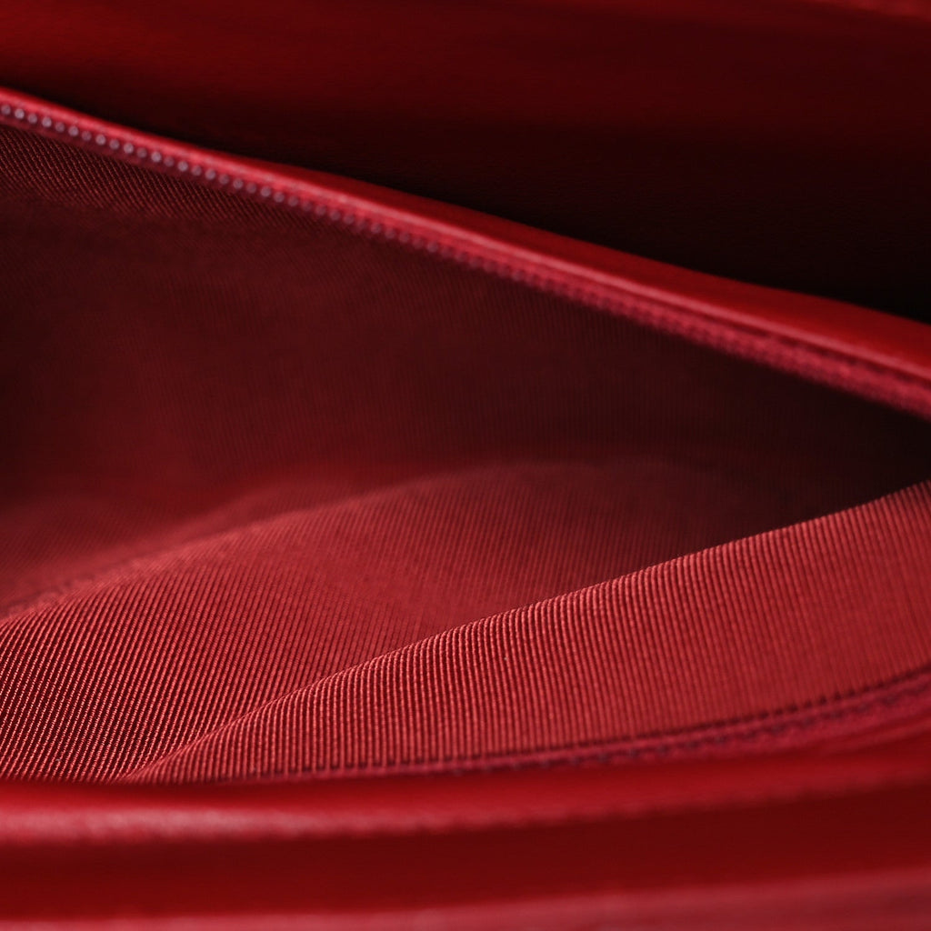 Caviar Chevron Quilted Framed Clutch Red