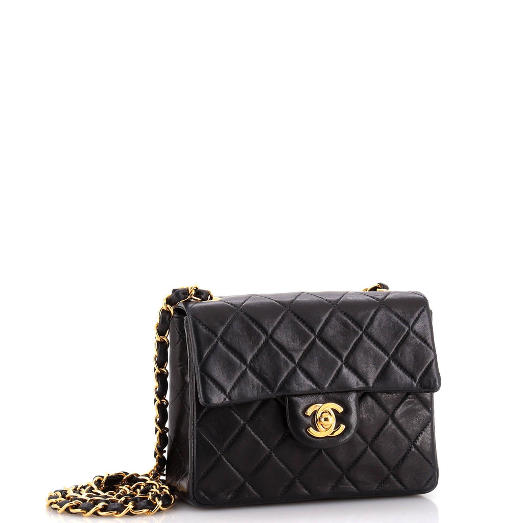 Vintage Square Classic Single Flap Bag Quilted Lambskin Mini