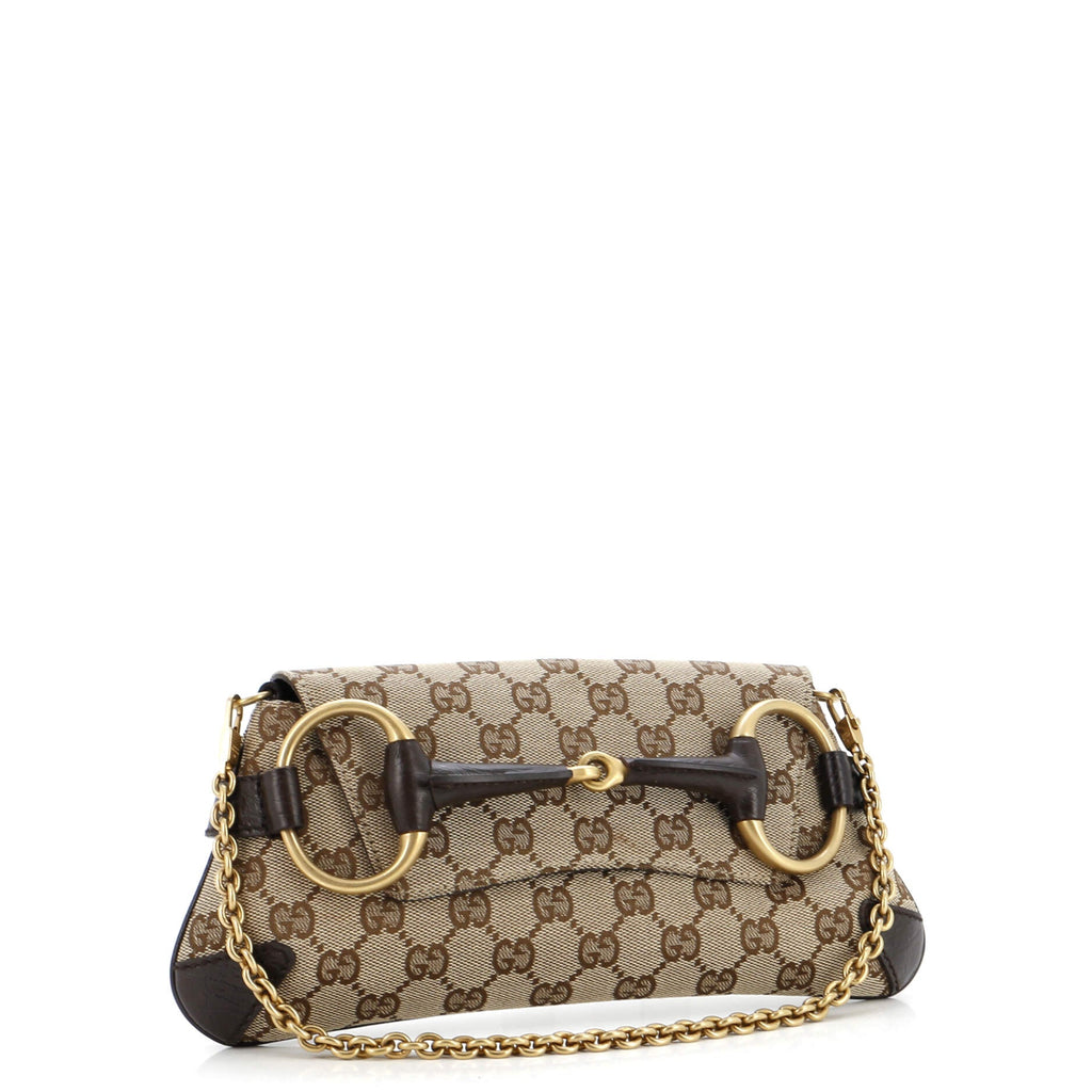 Horsebit Chain Clutch GG Canvas Large