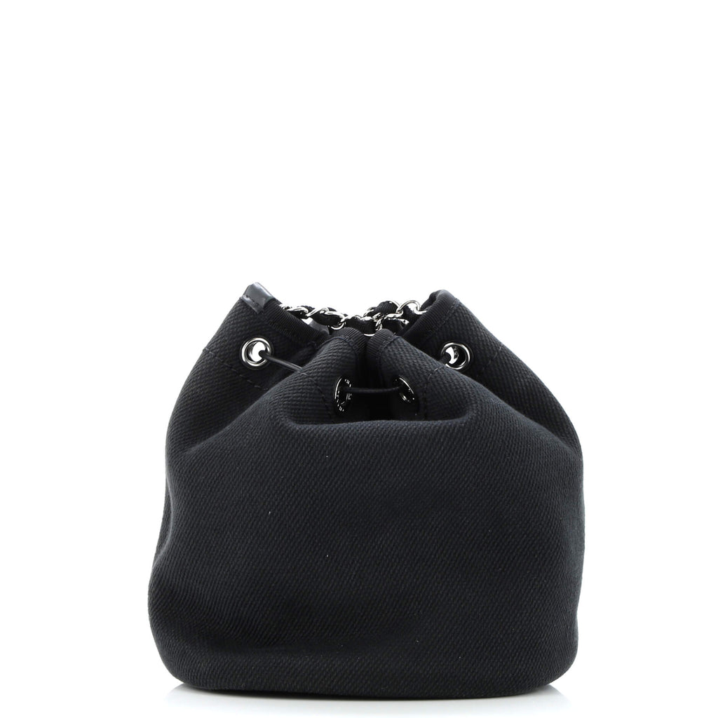 Deauville Drawstring Bucket Bag Pearl Embellished Canvas Medium