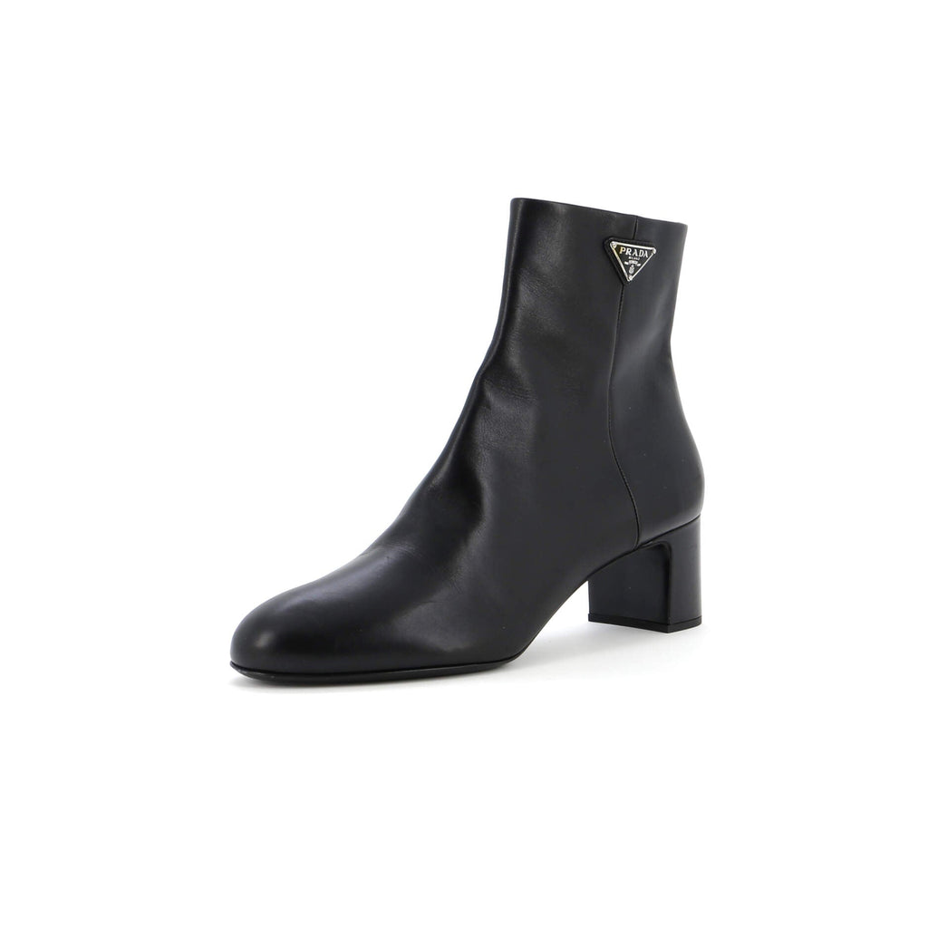 Women's Triangle Logo Ankle Boots Leather