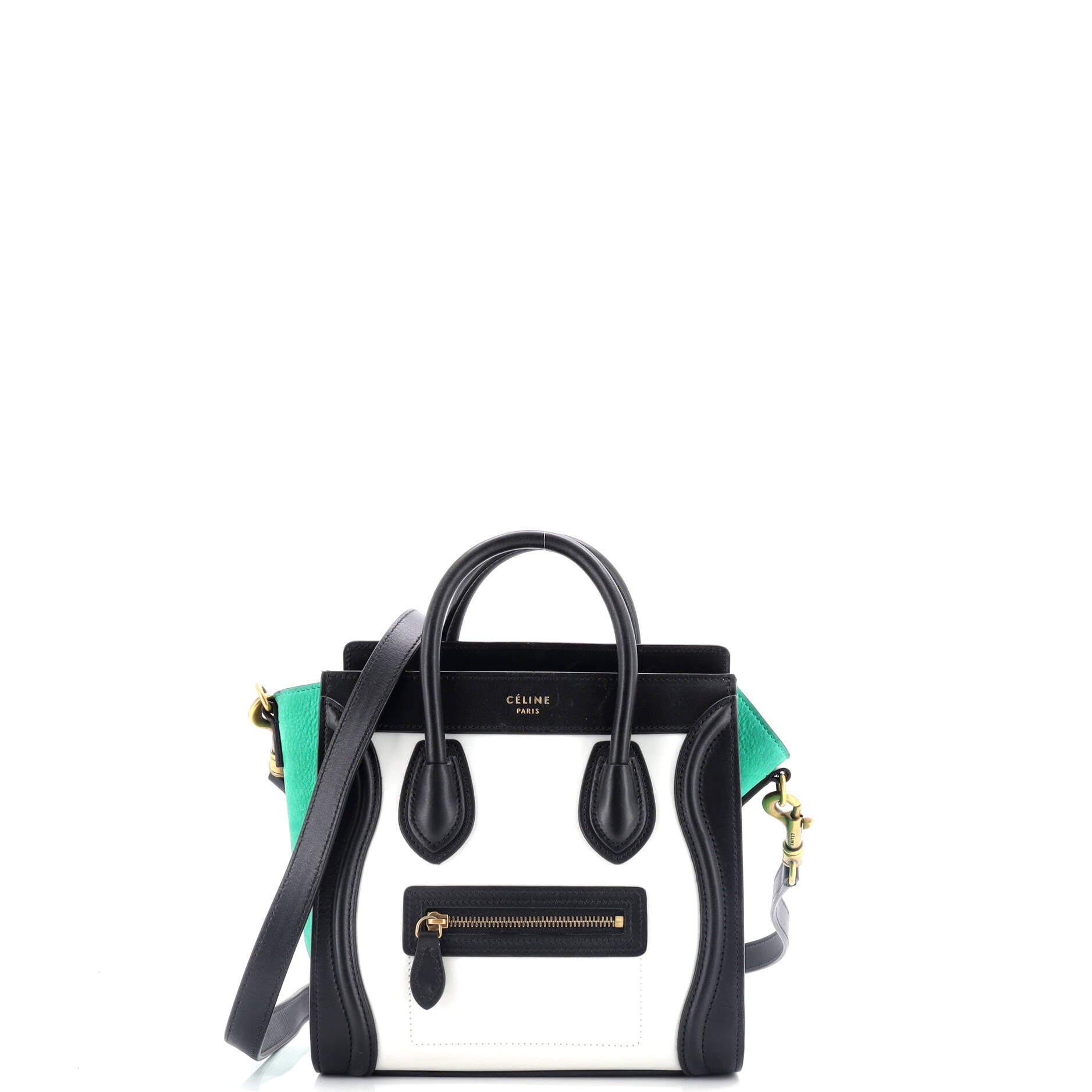 Tricolor Luggage Bag Leather Nano