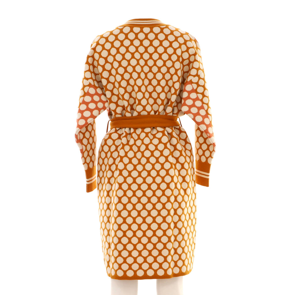 Women's Chaine d'Ancre and Dot Belted Crewneck Sweater Dress Wool Blend