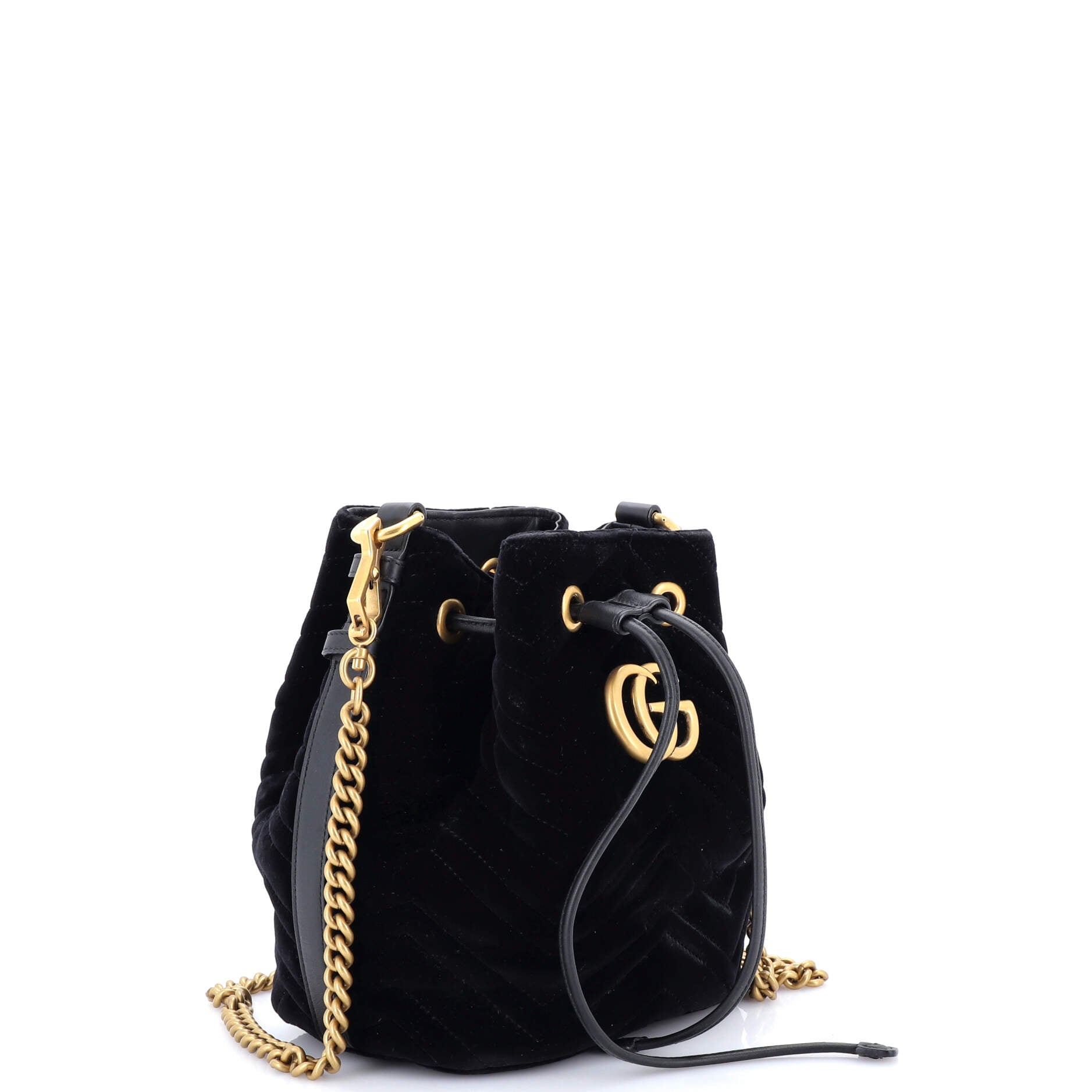 GG Marmont Bucket Bag Matelasse Velvet Small