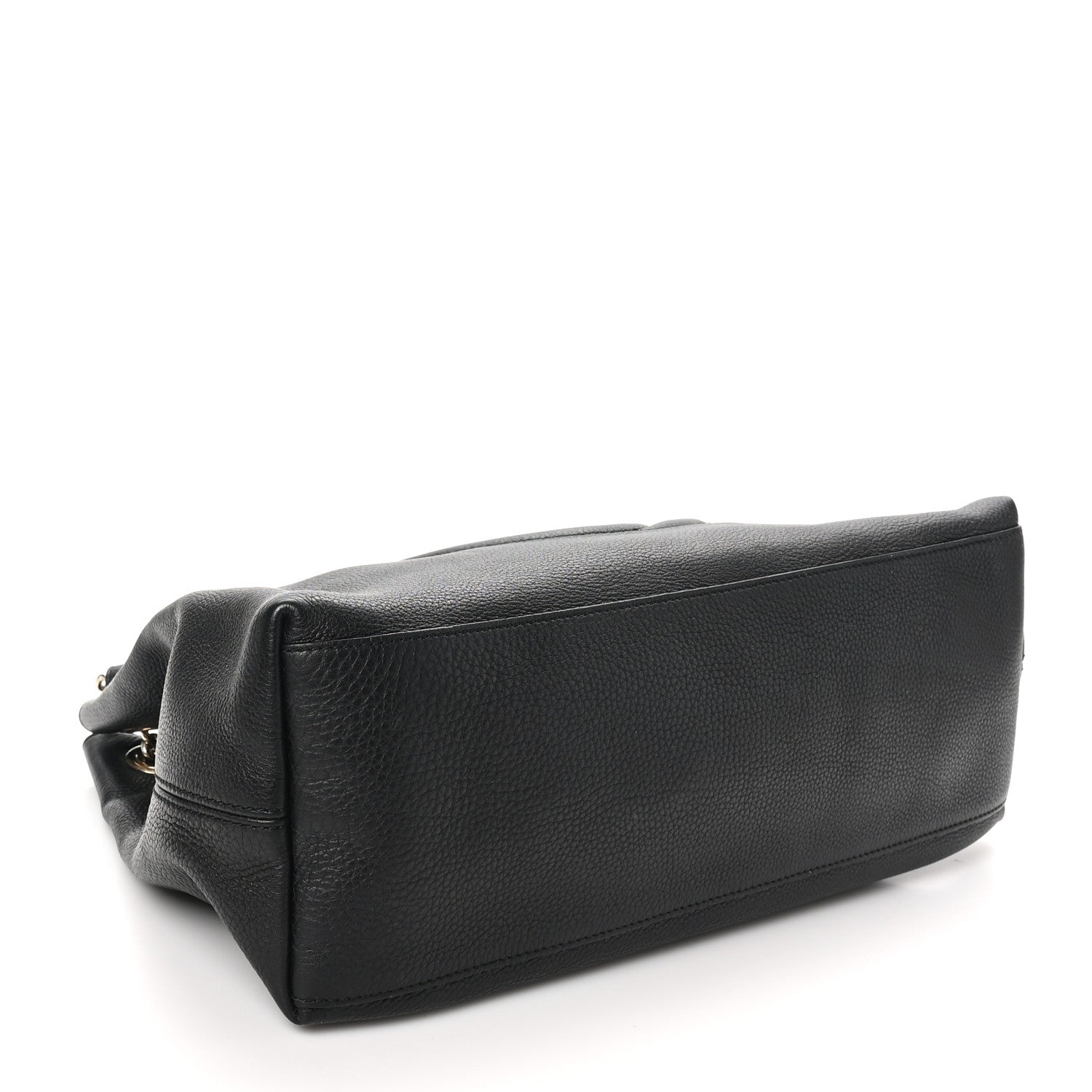 Pebbled Calfskin Medium Soho Chain Shoulder Bag Black