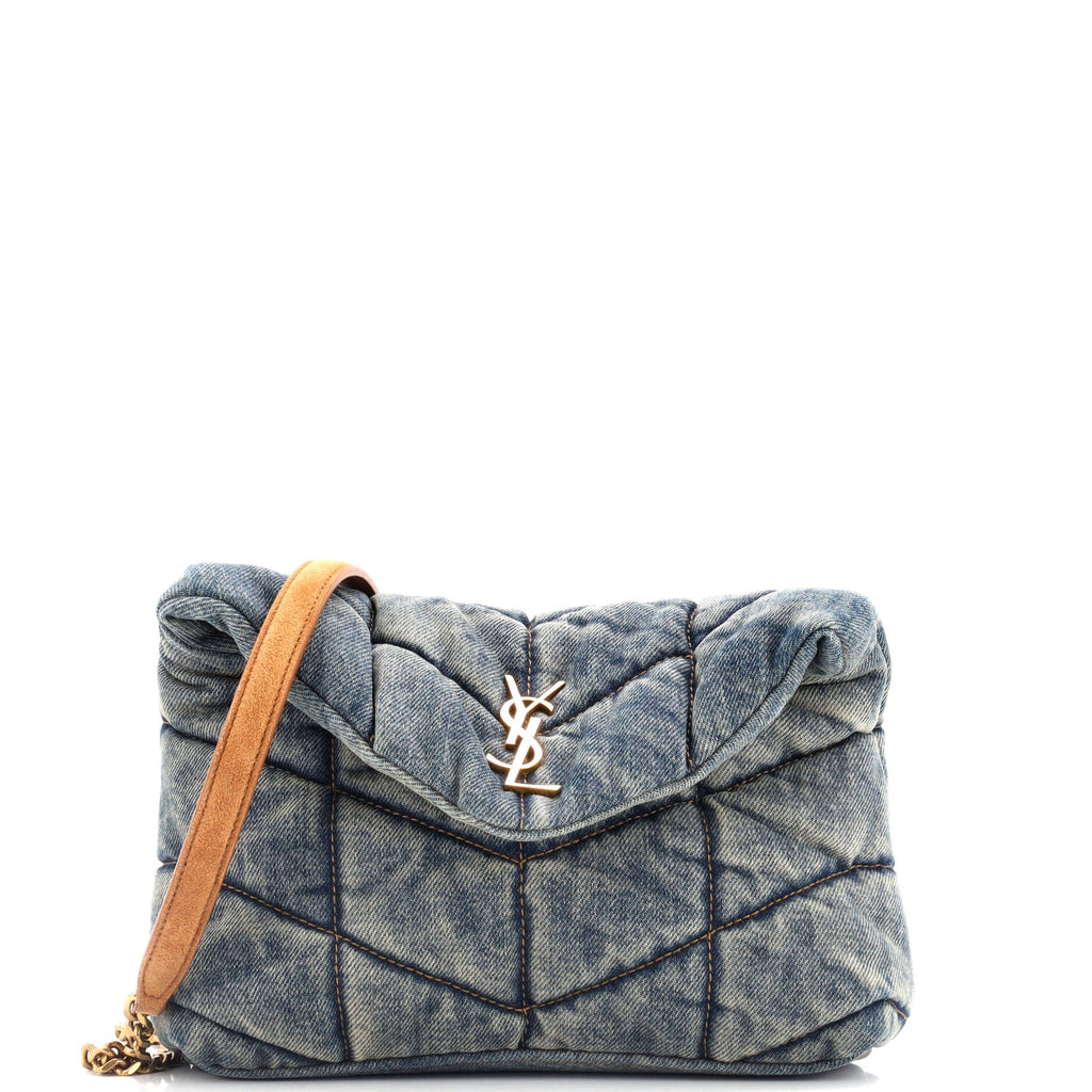 Loulou Puffer Shoulder Bag Quilted Vintage Denim Mini