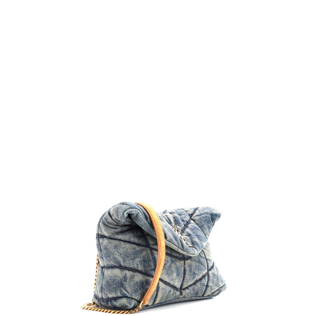 Loulou Puffer Shoulder Bag Quilted Vintage Denim Mini