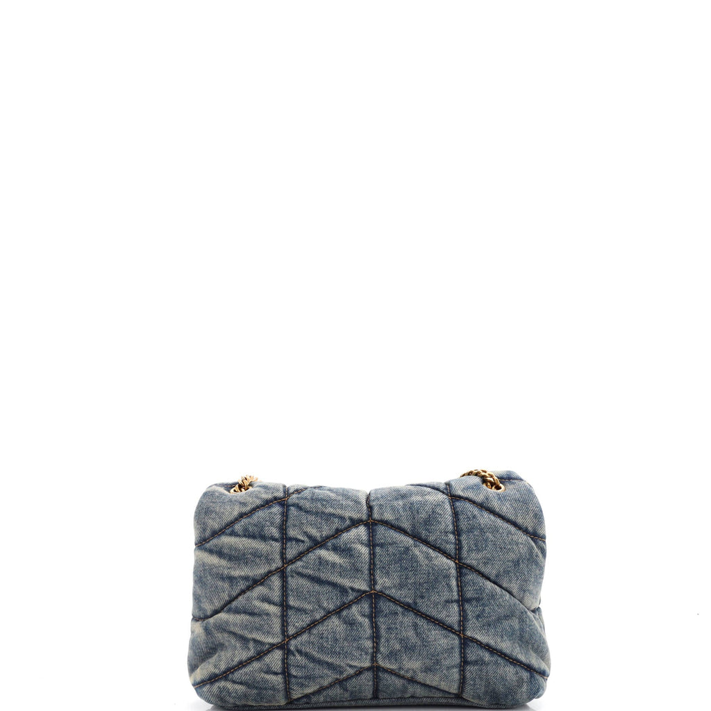 Loulou Puffer Shoulder Bag Quilted Vintage Denim Mini