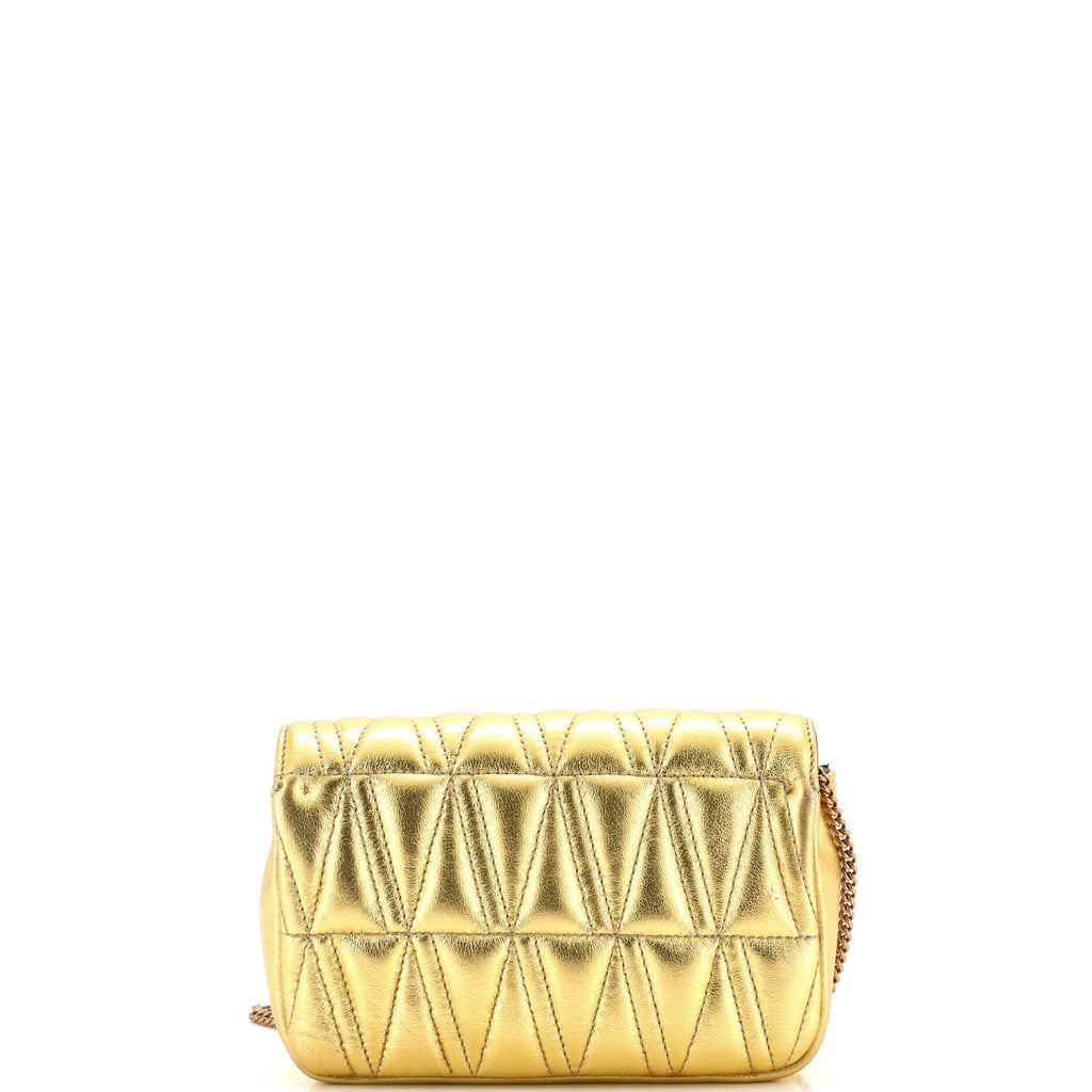 Virtus Chain Flap Shoulder Bag Quilted Leather Mini