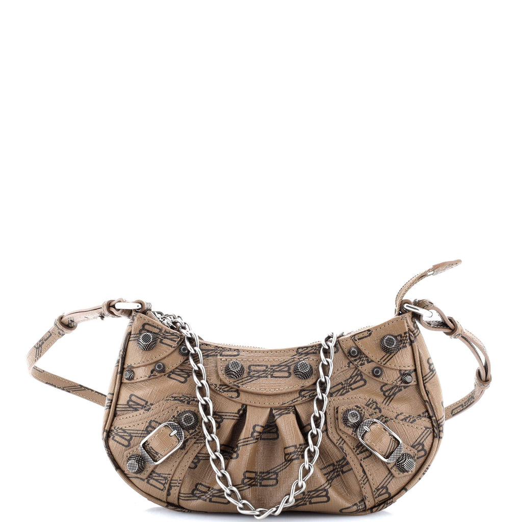 Le Cagole Giant Studs Shoulder Bag BB Monogram Coated Canvas Mini