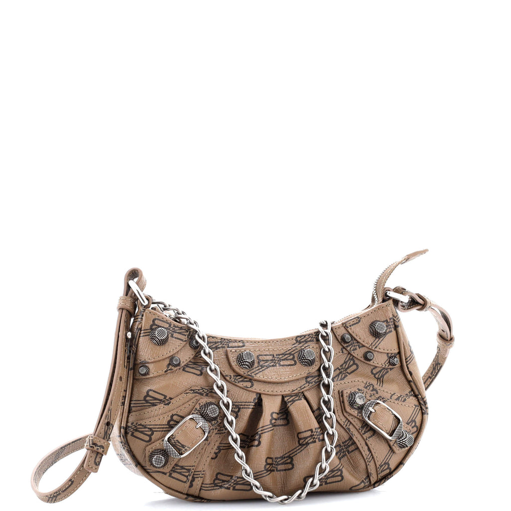 Le Cagole Giant Studs Shoulder Bag BB Monogram Coated Canvas Mini