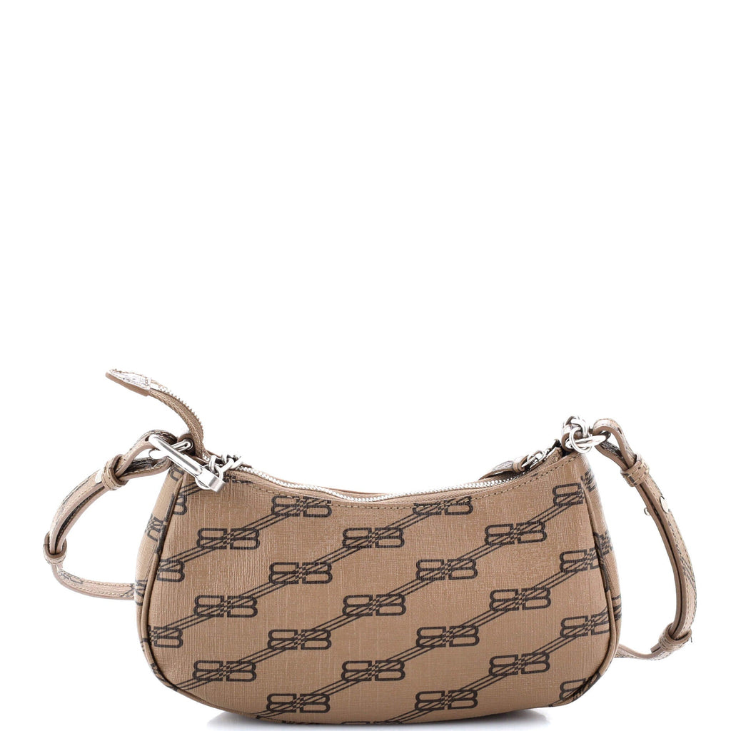 Le Cagole Giant Studs Shoulder Bag BB Monogram Coated Canvas Mini