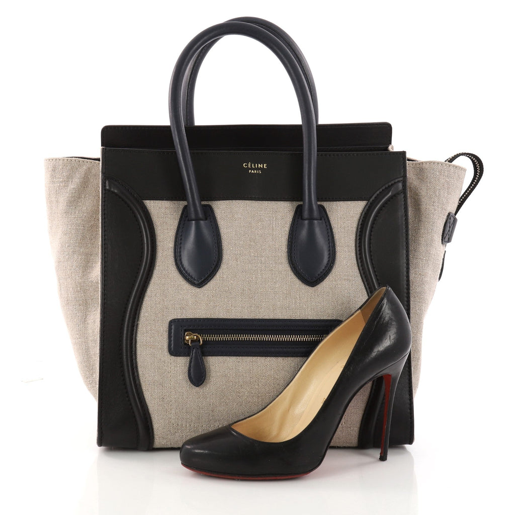 Luggage Handbag Canvas and Leather Mini