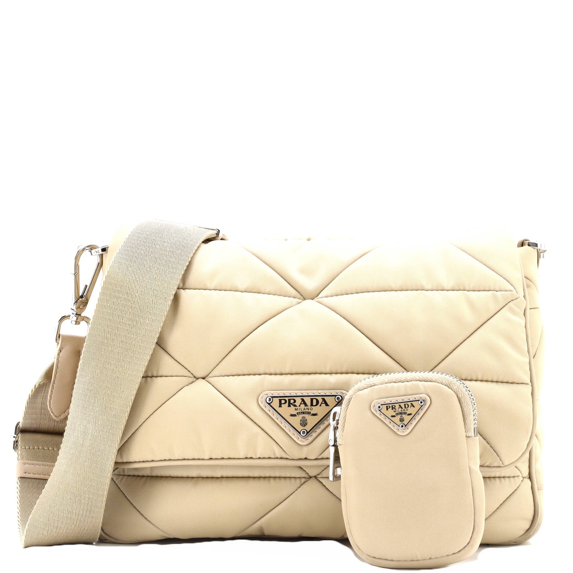 Padded Flap Shoulder Bag Quilted Tessuto