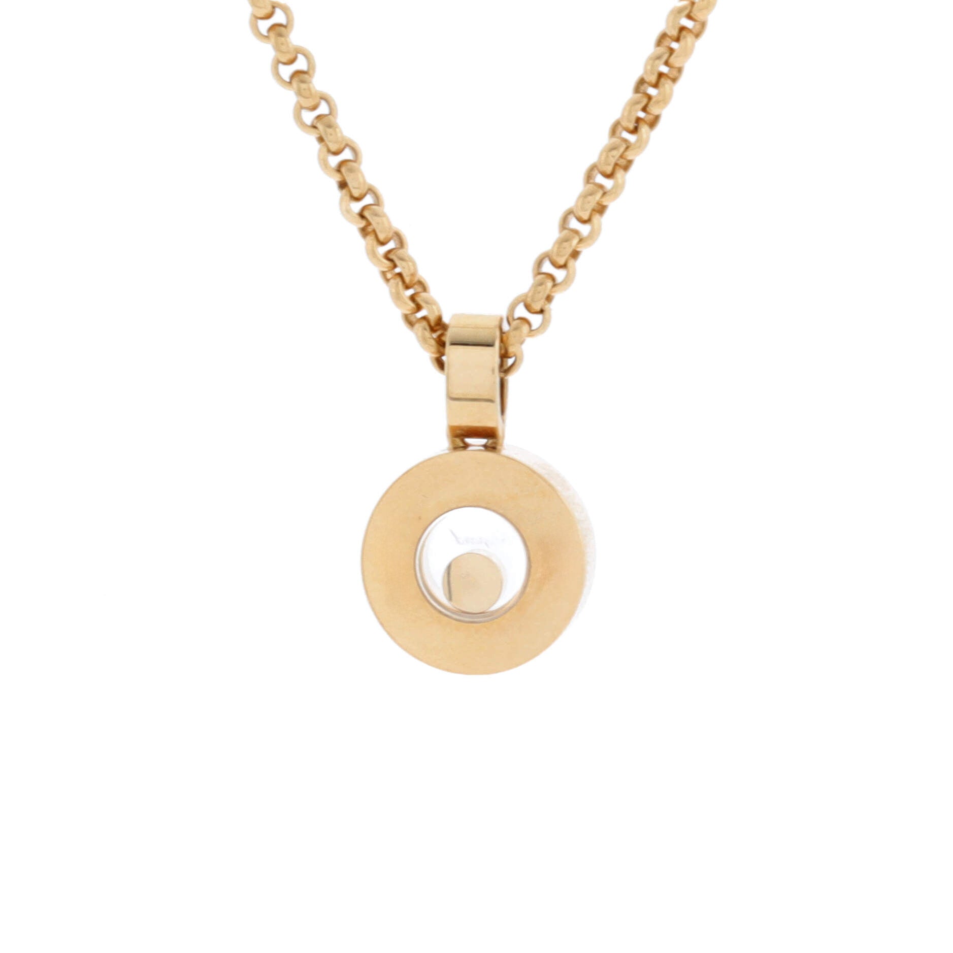 Happy Diamonds Round Pendant Necklace 18K Yellow Gold with 1 Floating Diamond