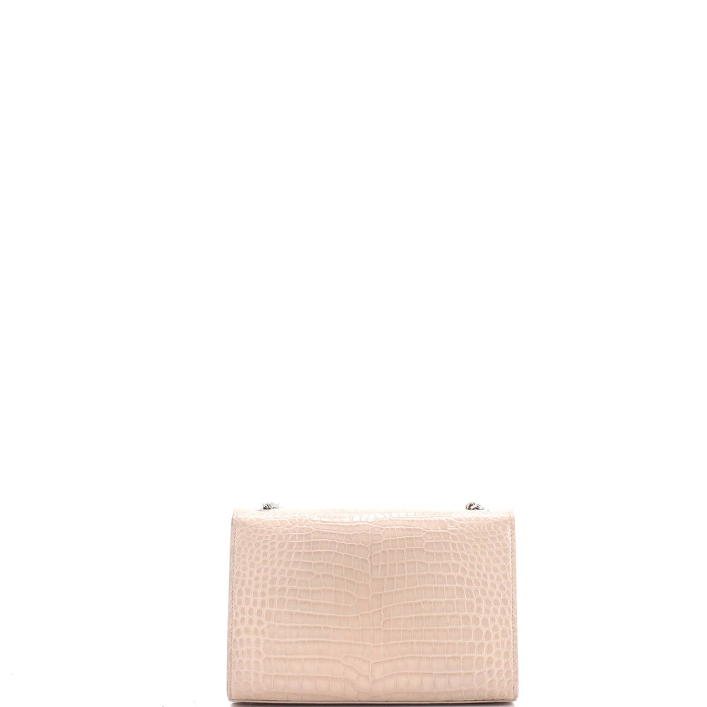 Classic Monogram Tassel Crossbody Bag Crocodile Embossed Leather Small