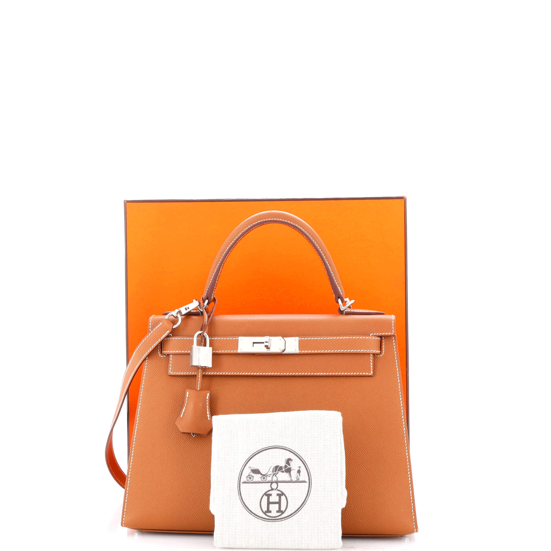 Kelly Handbag Gold Epsom with Palladium Hardware 28