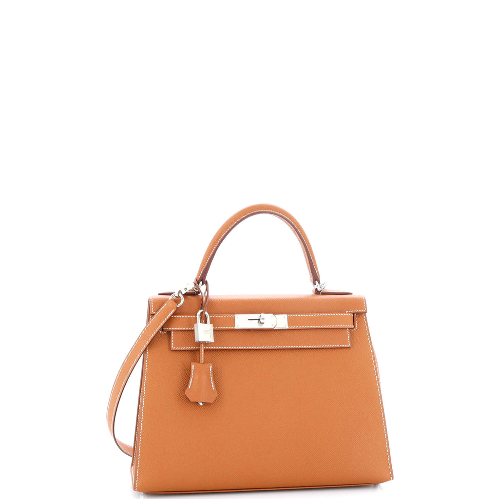 Kelly Handbag Gold Epsom with Palladium Hardware 28